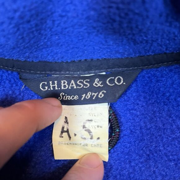 Vintage G.H. Bass Full Zip Fleece Vest Mens Size XL Blue Pockets Made In USA EUC - Picture 3 of 6